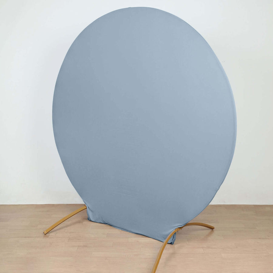 7.5ft Matte Dusty Blue Round Spandex Fit Wedding Backdrop Stand Cover