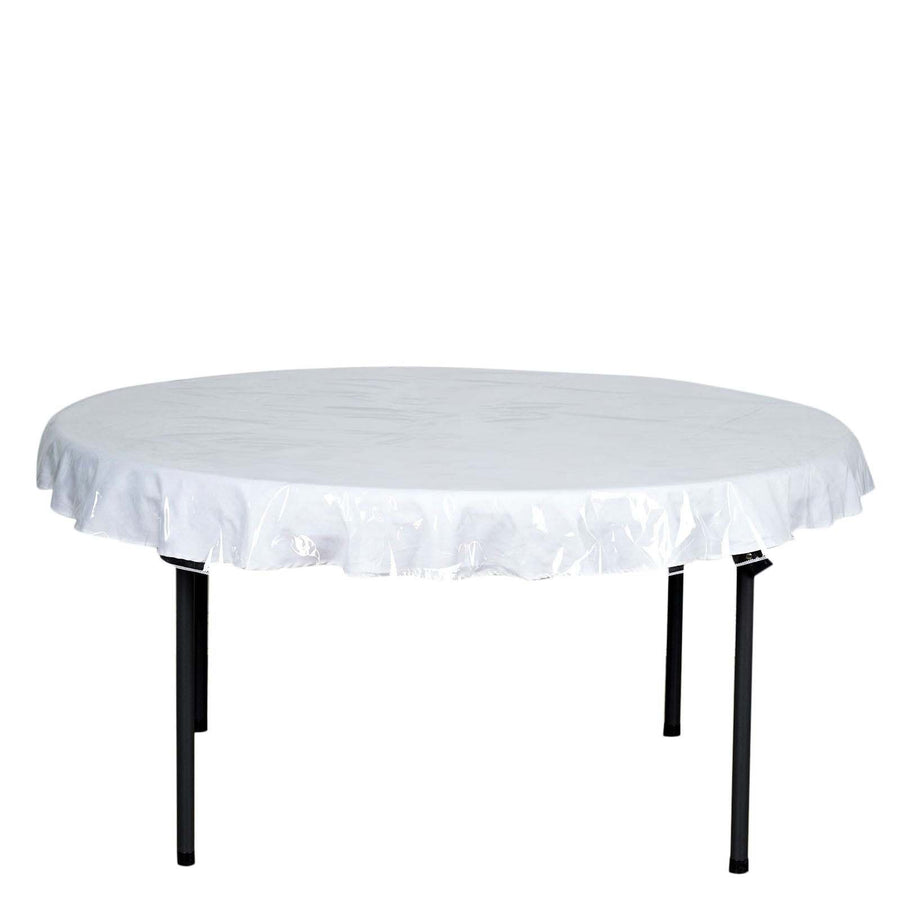 10 Mil Thick Eco-friendly Vinyl Waterproof Tablecloth PVC Round Disposable Tablecloth#whtbkgd
