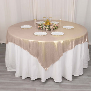 Add a Touch of Elegance with the Blush Shimmer Sequin Dots Square Polyester Table Overlay Add a Touch of Elegance with the Blush Shimmer Sequin Dots Square Polyester Table Overlay