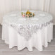 72x72inch Silver Wave Mesh Square Table Overlay With Embroidered Sequins