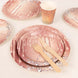 72 Pcs Rose Gold Disposable Dinnerware Set With Diamonds Glitter Drip Pattern