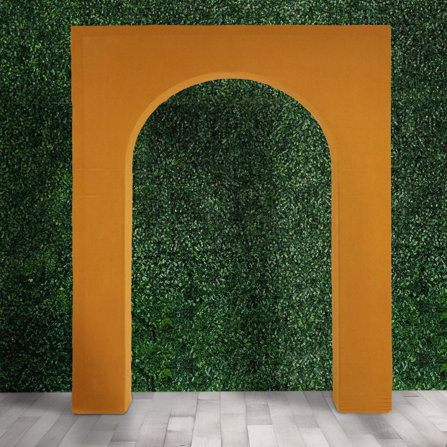 Orange arch backdrop for events and photo opportunities.