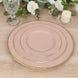 25-Pack Paper Round Dessert Plates in Dusty Rose Sunray Design with Gold Rim