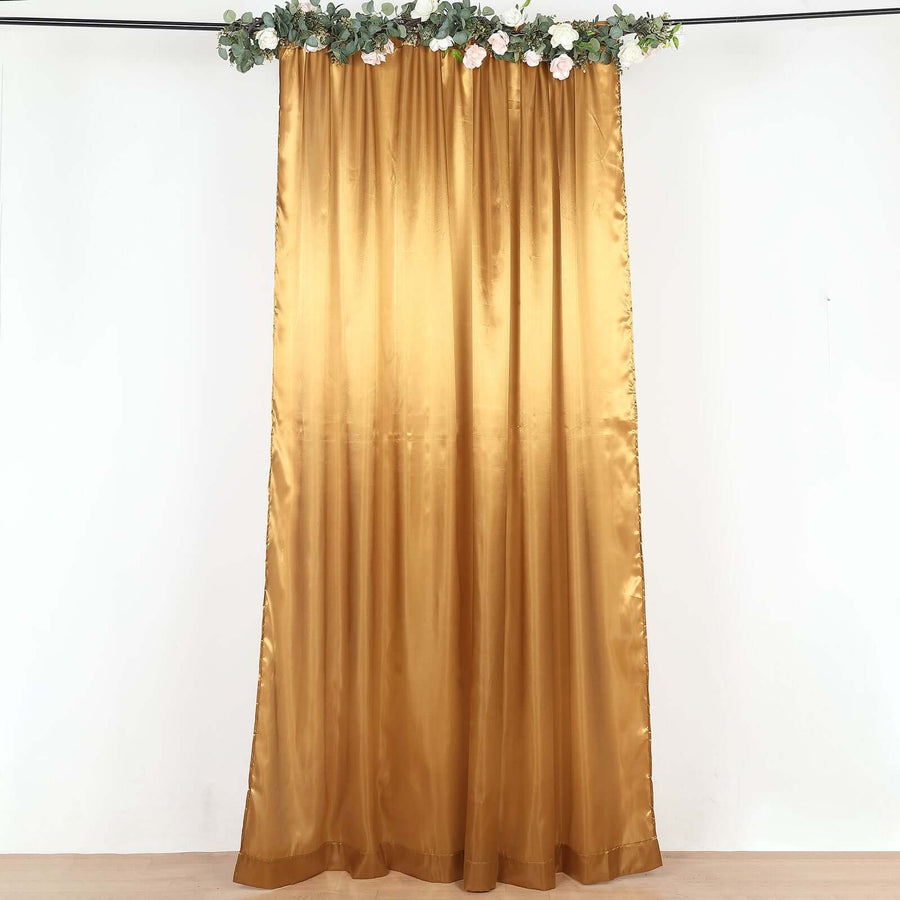 8ftx10ft Gold Satin Formal Event Backdrop Drape, Window Curtain Panel