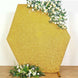 8ftx7ft Gold Metallic Shimmer Tinsel Spandex Hexagon Backdrop, 2-Sided Wedding Arch Cover