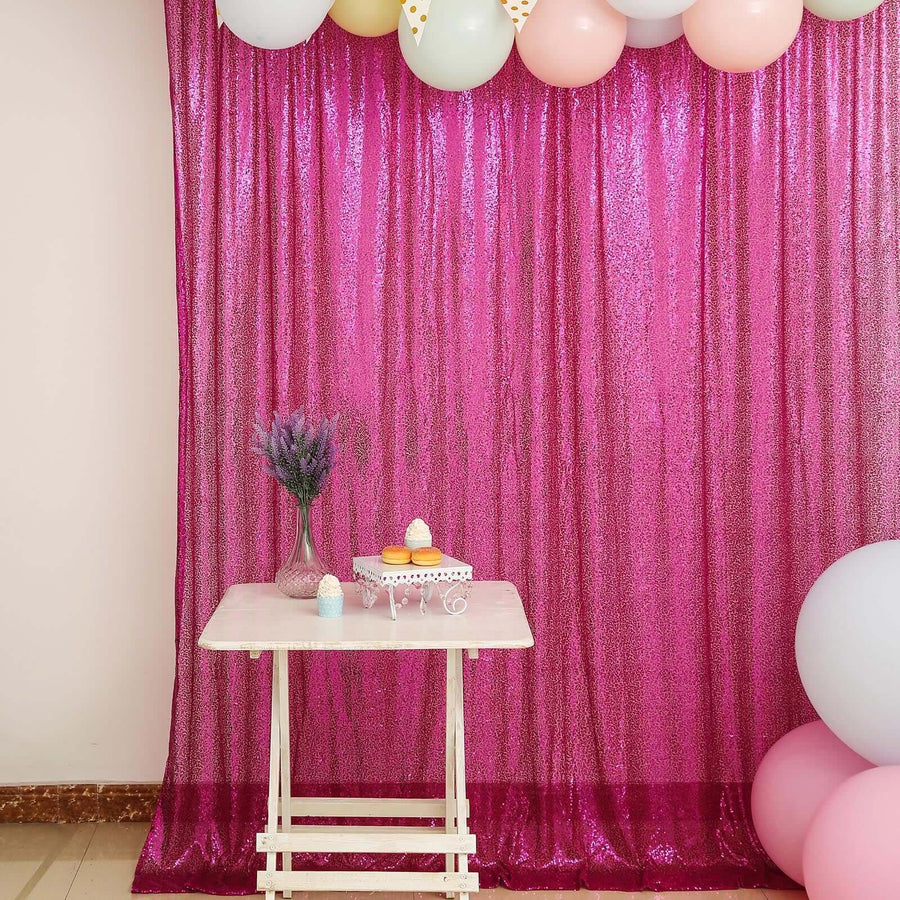 8ftx8ft Fuchsia Sequin Event Background Drape, Photo Backdrop Curtain Panel