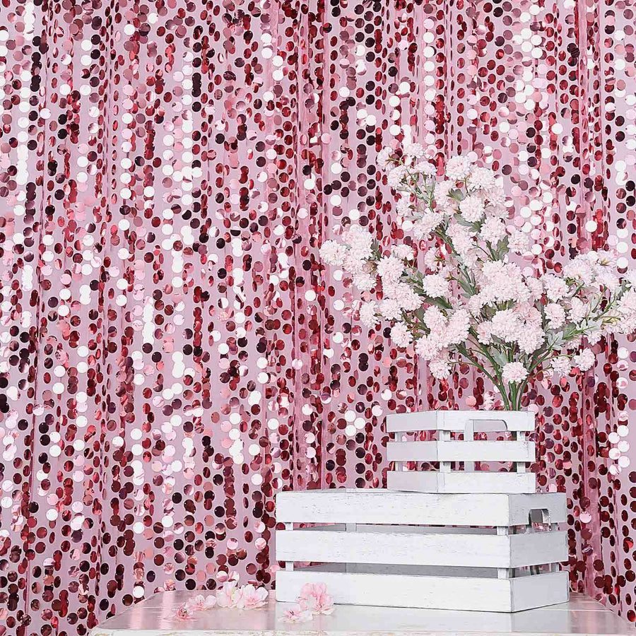 8ftx8ft Pink Big Payette Sequin Event Background Drapery Panel, Photo Backdrop Curtain