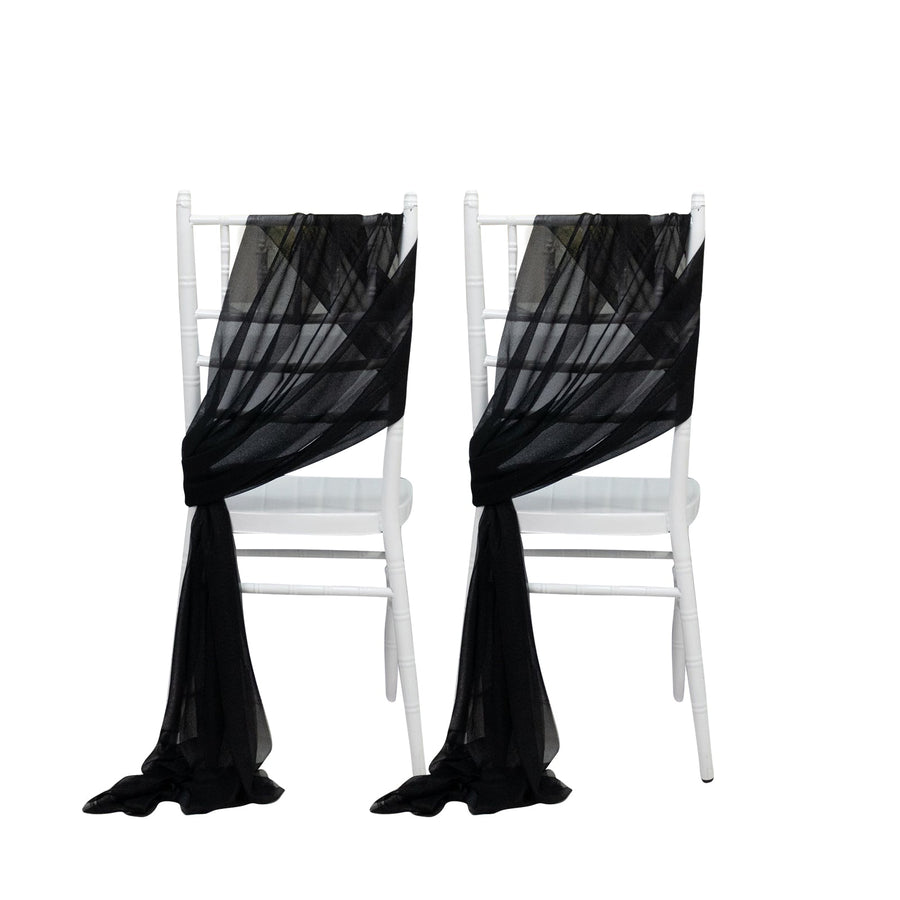 20-Pack Sheer Chair Drape Decor in Black – 9ft Shimmer Sash