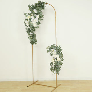 Luxurious White Silk Rose and Eucalyptus Floral Swags for Elegant Wedding Arches Luxurious White Silk Rose and Eucalyptus Floral Swags for Elegant Wedding Arches