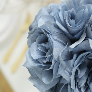 Blue silk flower arrangement in soft petals.