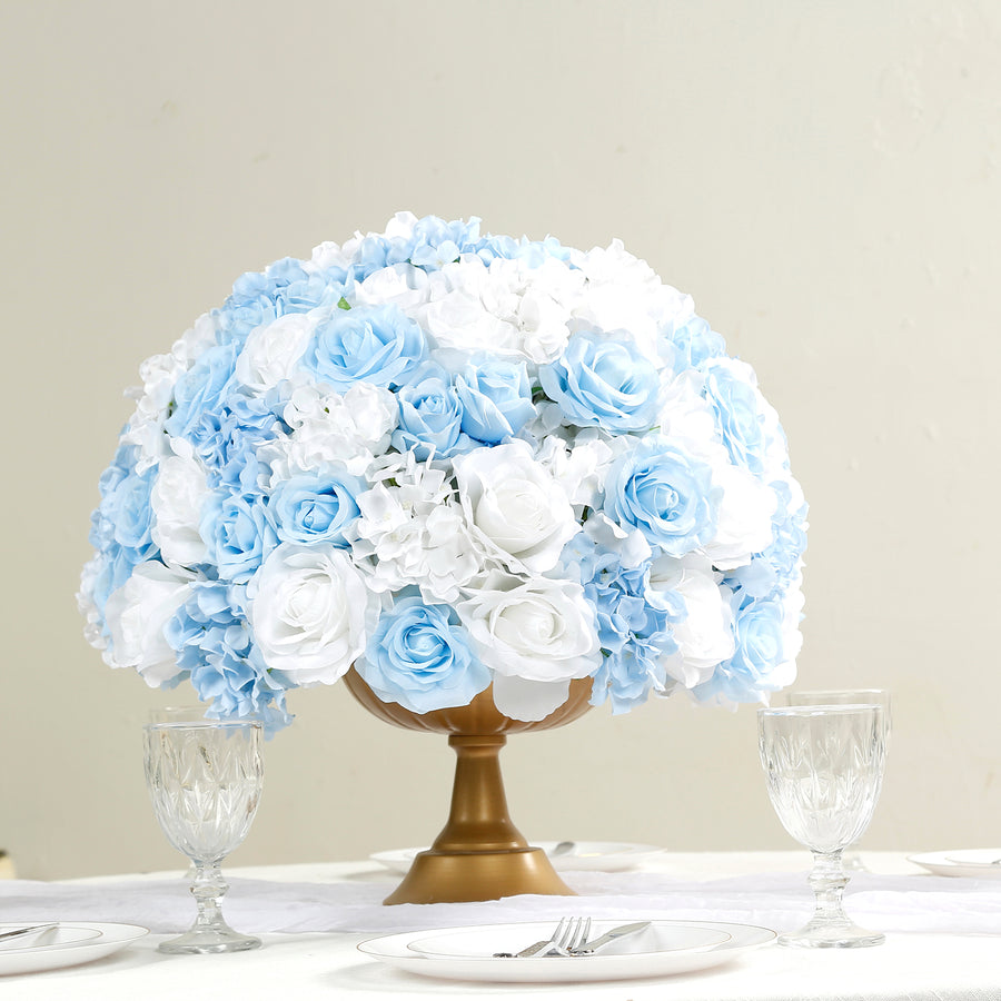 Pre-Arranged Silk Rose Wedding Centerpiece, Light Blue Artificial Rose Flower Balls