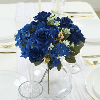 Rich Navy Blue Artificial Rose & Peony Floral Bouquets Rich Navy Blue Artificial Rose & Peony Floral Bouquets
