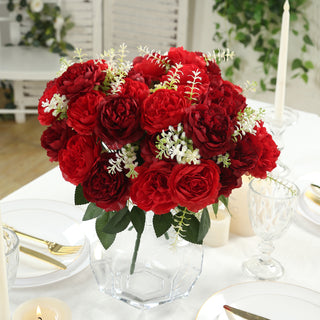High-Quality Artificial Silk Burgundy Peony Flower Bouquet High-Quality Artificial Silk Burgundy Peony Flower Bouquet
