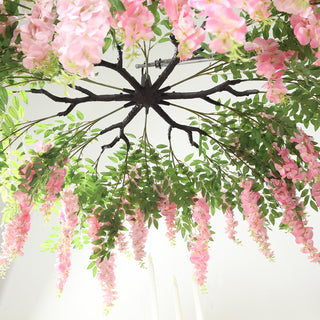 <strong>Silk Wisteria Vine Round Hanging Canopy in Pink and Dusty Rose</strong> <strong>Silk Wisteria Vine Round Hanging Canopy in Pink and Dusty Rose</strong>