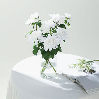 Add a Touch of Elegance with 30" Tall White Artificial Dahlia Silk Flower Stems