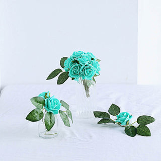 Turquoise Artificial Foam Flowers for Vibrant Event Décor