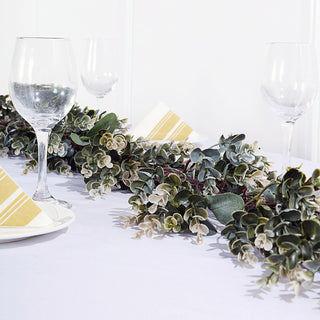 Create Stunning Event Decor with the 6ft Frosted Green Artificial Eucalyptus and Boxwood Leaf Garland Vine