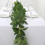 6ft | Real Touch Green Artificial Silk Rose Leaf Hanging Vine, Flexible Greenery Table Garland