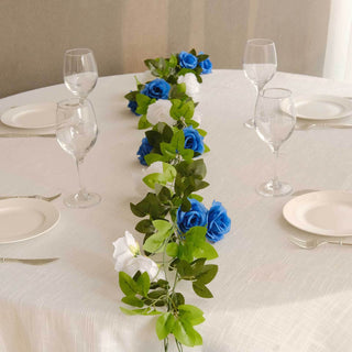 <strong>White Royal Blue Artificial Silk Rose Flower Garland</strong> <strong>White Royal Blue Artificial Silk Rose Flower Garland</strong>
