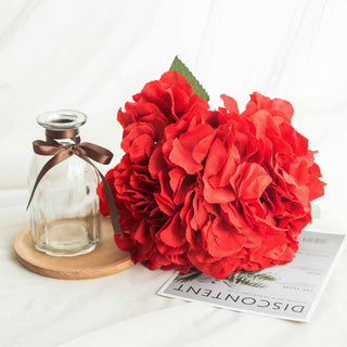 Add a Floral Twist to Your Event Decor with Red Artificial Silk Hydrangea Flower Bouquets