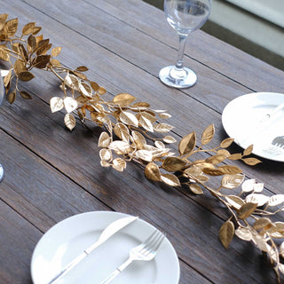 Add a Touch of Luxury with the Metallic Gold Magnolia Leaf Hanging Vine