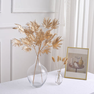 Add Glamour to Your Decor with Metallic Gold Artificial Palm Leaf Branches