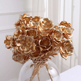 Create a Magical Atmosphere with Metallic Gold Faux Rose Bouquets Create a Magical Atmosphere with Metallic Gold Faux Rose Bouquets