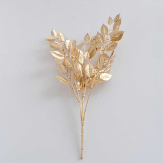 Enhance Your Decor with Faux Metallic Gold Ruscus Leaves Branches