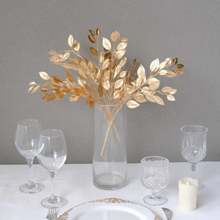 Uplift Your Decor Game with Artificial Metallic Gold Italian Ruscus Leaves