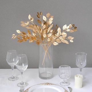 Uplift Your Decor Game with Artificial Metallic Gold Italian Ruscus Leaves Uplift Your Decor Game with Artificial Metallic Gold Italian Ruscus Leaves