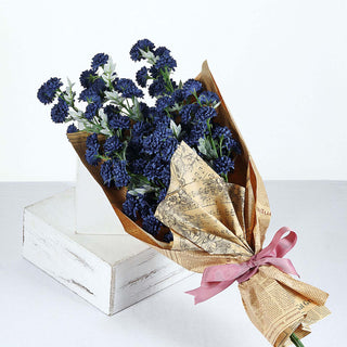 Create a Lasting Impression with Navy Blue Artificial Chrysanthemum Mum Flower Bouquets