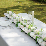 6 Pack Cream Ivory Silk Rose Flower Panel Table Runner, Artificial Floral Arrangements
