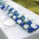6 Pack White Royal Blue Silk Rose Flower Panel Table Runner, Artificial Floral Arrangements