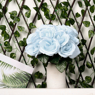 Add a Touch of Elegance with Ice Blue Artificial Velvet-Like Fabric Rose Flower Bouquet Bush Add a Touch of Elegance with Ice Blue Artificial Velvet-Like Fabric Rose Flower Bouquet Bush