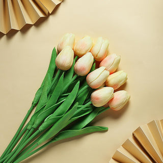 Add a Pop of Color with 10 Stems | 13" Yellow Real Touch Artificial Foam Tulip Flower Bouquets
