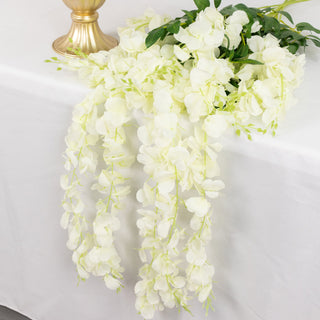 Enhance Your Event Decor with Cream Artificial Silk Hanging Wisteria Flower Vines