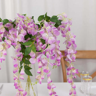 Create a Dreamy Atmosphere with Lavender Lilac Artificial Silk Hanging Wisteria Flower Vines Create a Dreamy Atmosphere with Lavender Lilac Artificial Silk Hanging Wisteria Flower Vines