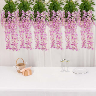 Lavender Lilac Artificial Silk Hanging Wisteria Flower Vines - Add Elegance to Your Event Decor Lavender Lilac Artificial Silk Hanging Wisteria Flower Vines - Add Elegance to Your Event Decor