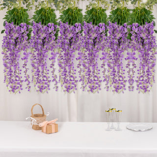 Enhance Your Event Decor with 5 Pack of Purple Artificial Silk Wisteria Hanging Flower Vines
