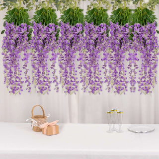 Enhance Your Event Decor with 5 Pack of Purple Artificial Silk Wisteria Hanging Flower Vines Enhance Your Event Decor with 5 Pack of Purple Artificial Silk Wisteria Hanging Flower Vines
