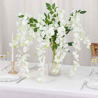 Transform Your Space with 44" White Artificial Silk Hanging Wisteria Flower Vines Transform Your Space with 44" White Artificial Silk Hanging Wisteria Flower Vines