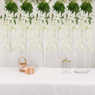 Enhance Your Event Decor with 44" White Artificial Silk Hanging Wisteria Flower Vines Enhance Your Event Decor with 44" White Artificial Silk Hanging Wisteria Flower Vines
