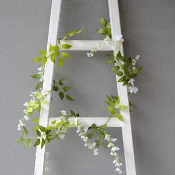2 Pack 6ft White Artificial Wisteria Flower Garland Hanging Vines, Silk Floral Garland Wedding Arch Decor