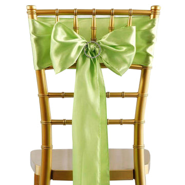 5 Pack 6"x106" Apple Green Satin Chair Sashes