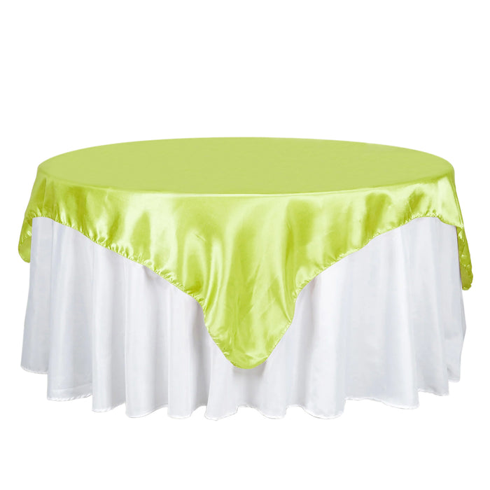 72" x 72" Apple Green Seamless Satin Square Tablecloth Overlay