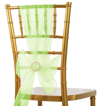 5 Pack 6"x108" Apple Green Sheer Organza Chair Sashes