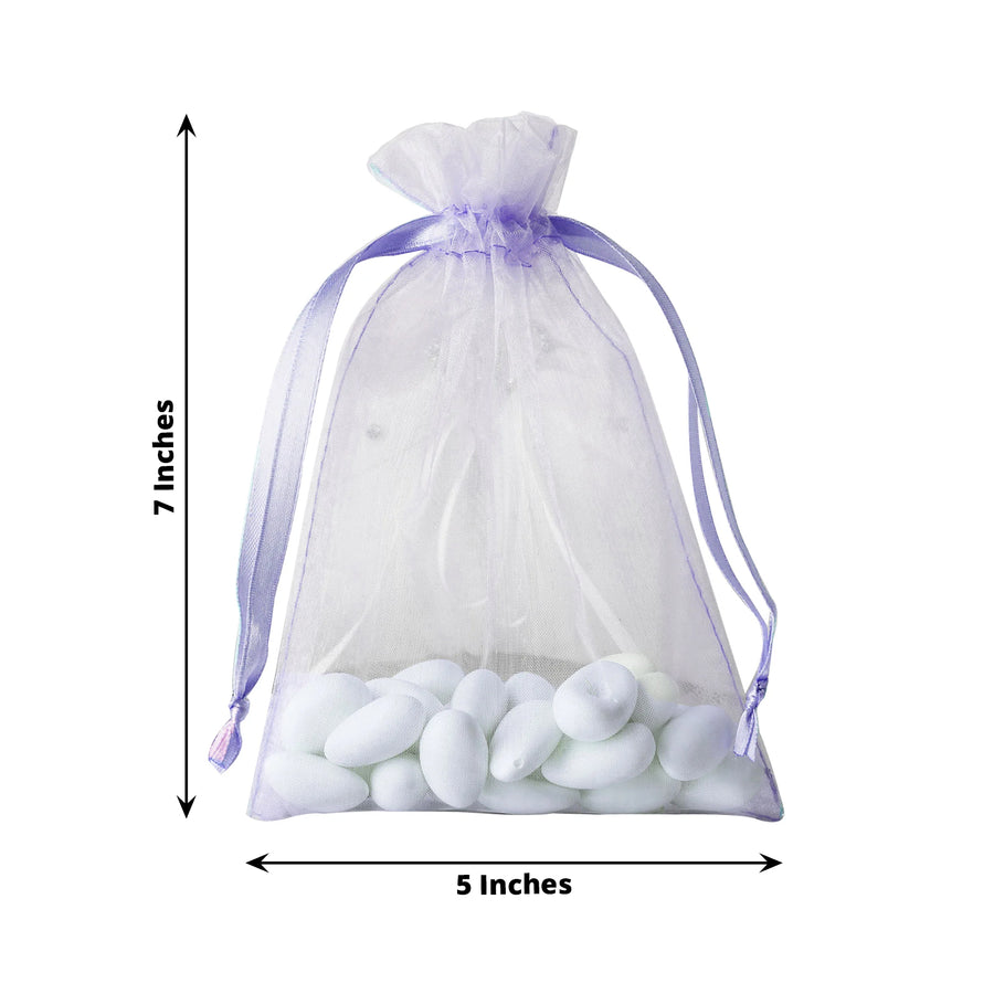 10 Pack | 5x7inch Lavender Lilac Organza Drawstring Wedding Party Favor Gift Bags