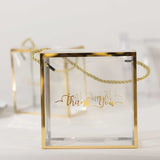 25 Pack Clear Gold Square Plastic Candy Gift Boxes with Rope Handles