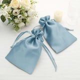 12 Pack 6x9inch Dusty Blue Satin Wedding Party Favor Bags, Drawstring Pouch Gift Bags