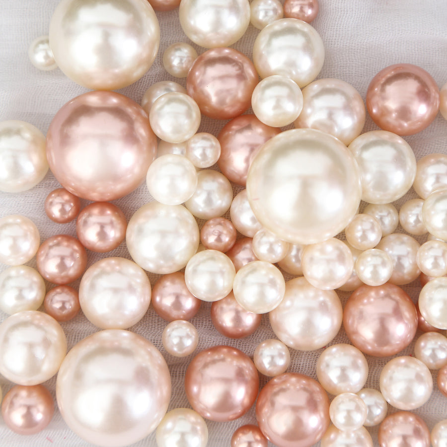 200Pcs Assorted Blush Rose Gold and Off White Lustrous Faux Pearl Beads Vase Fillers#whtbkgd
